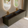 Mondiaz KURVE Ensemble meuble de salle de bains - 150x46x40cm - 2 tiroirs - vasque solid surface - double - 2 trous de robinet - Shadow SW1414303
