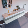 Mondiaz ALAN-DLUX Ensemble de meuble - 200cm - meuble Clay mat - 2 tiroirs - Lavabo Cloud Frappe suspendu - vasque Gauche - 1 trou de robinet SW804879