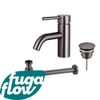 FugaFlow Eccelente Sobrado Kit mitigeur lavabo - robinet bas - bonde nonobturable - siphon design - PVD Gunmetal SW1124164