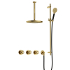 Hotbath Cobber @Work Regendoucheset - inbouw - 30cm plafondarm - 30cm ronde hoofddouche - 3 standen handdouche - glijstang - Geborsteld messing PVD SW677737