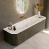 Mondiaz KURVE-DLUX Ensemble de meuble de salle de bains - 160x46x40cm - 1 tiroir - 2 portes - lavabo solid surface - central - sans trou de robinet - Shadow SW1414354