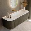 Mondiaz KURVE-DLUX Ensemble de meubles de salle de bains - 140x46x40cm - 1 tiroir - 2 portes - lavabo solid surface - central - sans trou de robinet - Shadow SW1414075
