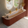 MONDIAZ KURVE-DLUX Meuble de salle de bains 170cm arrondi Gauche + Droite couleur Ruby avec 1 tiroir et 2 portes. Lavabo BIG LARGE Central 2 trous de robinet Saba. SW1433492