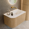 MONDIAZ KURVE-DLUX 75cm Meuble salle de bain avec module 25 G - couleur Oak - 1 tiroir - 1 porte - vasque GRUNNE droite - sans trou de robinet - couleur Frappe SW1138534