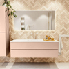 MONDIAZ VICA Ensemble meuble de salle de bains - 150cm - meuble sous-vasque rosee - 2 tiroirs - lavabo cloud central - 1 trou de robinet - version haute 60cm - talc SW1083388