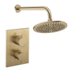 Crosswater MPRO Regendoucheset inbouw - 2 hendels - 30cm douchekop - wandarm - geborsteld messing (goud) SW1472511