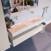 Mondiaz ALAN-DLUX Ensemble de meuble - 150cm - meuble Linen mat - 1 tiroir - Lavabo Cloud Ostra suspendu - vasque Gauche et droite - 0 trous de robinet SW807265