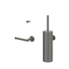 IVY Ensemble d’accessoires - ensemble brosse WC - modèle mural - petite patère pour serviette - porte-rouleau de papier toilette - Noir métallisé brossé PVD SW1031611