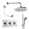 Crosswater MPRO Ensemble de douche de tête encastré - 3 poignées - vidage de baignoire - pomme de douche 30cm - douchette - barre de douche - bras mural - chrome SW1472667