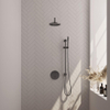 BRAUER Gunmetal Edition douche thermostatique encastrée - 3 voies - rond - ensemble 87 - douche principale de 20 cm - bras de mur courbé - douchette à main - flexible de douche - barre de douche intégrée - gunmetal brossé PVD SW1159163