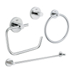 Grohe Essentials Accessoireset 4-delig - handdoekring - handdoekhouder - handdoekhaak - toiletrolhouder zonder klep - chroom SW529110