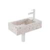 FugaFlow Eccelente Pietra Ensemble de fontaine - 40x22x10cm - trou de robinet à droite - robinet de fontaine mat blanc - bouchon de vidange - siphon abaissé - mat beige SW1468977