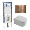 QeramiQ Dely Swirl Pack WC - 36.3x51.7cm - à fond creux - sans bride - réservoir encastrable Geberit UP720 Duofix Sigma - assise 35mm - plaque de déclenchement en cuivre - boutons rectangulaires - blanc mat SW1413916