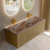 MONDIAZ KURVE-DLUX Meuble de salle de bains 120cm couleur Dusk avec 1 tiroir et 0 porte. Lavabo LEAF Double 2 trous de robinet Sombra. SW1433888