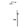 IVY Bond Ensemble de douche pluie - encastrable - symétrie - inverseur 2 voies avec arrêt - bras mural 40 cm - pomme de douche medium 25 cm - barre curseur avec sortie - flexible de douche 150 cm - douchette 3 jets - Noir mat PED SW1033855