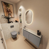 MONDIAZ TURE-DLUX Meuble toilette - 100cm - Smoke - EDEN - vasque Ostra - position gauche - 1 trou de robinet SW1105115