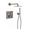 Grohe - Adema Rise ensemble de douche pluie – douche de tête 25 cm – bras mural courbé 38 cm – support fixe – graphite dur brossé SW1248542