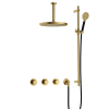 Hotbath Cobber IBS70 Regendoucheset - inbouw - 15cm plafondarm - 30cm ronde hoofddouche - 3 standen handdouche - glijstang - PVD - geborsteld messing (goud) SW677691