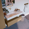 Mondiaz ALAN-DLUX Ensemble de meuble - 100cm - meuble Oro mat - 1 tiroir - Lavabo Cloud Frappe suspendu - vasque Gauche - 0 trous de robinet SW805126