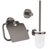 Grohe Essentials Set WC en 3 parties avec porte-brosse WC, crochet, et porte-rouleau avec couvercle Hard graphite brillant (anthracite) SW529081