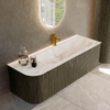 Mondiaz KURVE-DLUX Ensemble de meuble de salle de bains - 135x46x40cm - 1 tiroir - 1 porte - vasque solid surface - droite - 1 trou de robinet - Shadow SW1414359