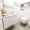 MONDIAZ OLAN Toiletmeubel 80x30x40cm met 1 kraangaten 1 lades linen mat Wastafel Lex rechts Solid Surface Wit SW473419