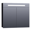 BRAUER Promise armoire de toilette - 80x70x15cm - avec éclairage direct - 2 portes miroir unilatérales - noir mat SW371697