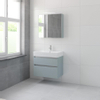 Bruynzeel Passo badmeubelset 69.8x75x46cm 1 kraangat 1 wasbak 2 lades met spiegelkast met softclose ceramic fjord groen SW384769 Bruynzeel Passo badmeubelset 69.8x75x46cm 1 kraangat 1 wasbak 2 lades met spiegelkast met softclose ceramic fjord groen SW384769