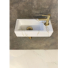 Wiesbaden Fonteinset Rhea S mini avec lavabo droit carrara, robinet, siphon et bouchon de vidage en laiton brossé SW539015