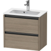 Duravit Ketho 2 meuble bas pour lavabo avec 2 tiroirs 61x39x54,9cm avec poignées chêne anthracite terra mat SW773039