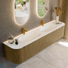 Mondiaz KURVE-DLUX Ensemble de meuble de salle de bains - 200x46x40cm - 2 tiroirs - 2 portes - vasque solid surface - double - 2 trous de robinet - Dusk SW1416110