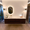 Mondiaz CIRO-DLUX Ensemble de meubles de salle de bains - 190x45x50cm - Vasque en solid surface Glace - 1 lavabo à gauche - sans trous de robinet - 4 tiroirs - Noyer SW1530152