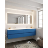 Mondiaz VICA ensemble de meuble de salle de bain - 200cm - meuble sous-vasque jeans - 4 tiroirs - lavabo cloud double - 2 trous de robinet - miroir LED - version XL 60cm de haut SW1098265