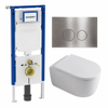 Toiletset QeramiQ Dely Swirl - 36,3x51,7cm - réservoir encastré Geberit UP720 Duofix Sigma - assise 35mm - plaque de commande en acier - boutons ronds - blanc brillant SW1413871