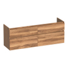BRAUER Delight meuble sous-lavabo - 140x46x60cm - 4 tiroirs à fermeture en douceur - sans poignée - 2 découpes pour siphon - Honey SW1199337