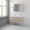 Bruynzeel Bando badmeubelset 120x45cm 2 kraangaten 1 wasbak 2 lades met spiegelkast met softclose Composiet natuur eiken SW383272 Bruynzeel Bando badmeubelset 120x45cm 2 kraangaten 1 wasbak 2 lades met spiegelkast met softclose Composiet natuur eiken SW383272