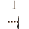 Hotbath Cobber IBS70 Regendoucheset - inbouw - 30cm plafondarm - 20cm ronde hoofddouche - staafhanddouche - messing verouderd koper (goud) SW677592