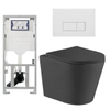QeramiQ Dely Toiletset - 36.3x51.7cm - diepspoel - rimless - Geberit UP320 inbouwreservoir - met Burda frame - softclose toiletzitting - mat witte bedieningsplaat - rechtehoekige knoppen - mat zwart SW1102479