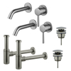 FortiFura Calvi Kit robinet lavabo - pour double vasque - robinet rehaussé - bonde clic clac - siphon design - PVD SW915334