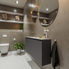 MONDIAZ TURE Toiletmeubel 120x23x50cm met 0 kraangaten 2 deuren dark grey mat Wastafel Eden links Solid Surface Wit SW474944