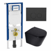 QeramiQ Dely Toiletset - 36.3x51.7cm - diepspoel - rimless - Geberit UP720 inbouwreservoir - softclose toilet zitting - 35mm - bedieningsplaat mat antraciet - ronde knoppen - mat zwart SW1427990