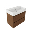 Saniclass Holz Pure Ensemble meuble de salle de bains - 80x45x72cm - lavabo Legend en céramique blanc - 1 vasque - sans trou de robinet - 2 tiroirs - walnut pure mat (bois) SW1478473