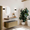 MONDIAZ THOR-DLUX 120cm meuble de salle de bains arrondi gauche + droite couleur Dusk avec 1 tiroir et 2 portes. Vasque suspendue CLOUD gauche 1 trou de robinet couleur Oza. SW1463457