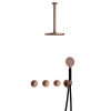Hotbath Cobber IBS70 Regendoucheset - inbouw - 30cm plafondarm - 20cm ronde hoofddouche - ronde handdouche - PVD - koper geborsteld SW677795