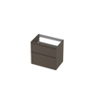 INK Wastafelonderkast - 70x45x65cm - 2 lades - greeploos - MDF lak - Mat taupe SW693236