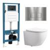 QeramiQ Dely Swirl Compact Toiletset - inbouwreservoir QeramiQ flush - slim zitting - metalen bedieningsplaat RVS - rechthoekige knoppen - glans wit SW1590496