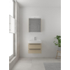 Bruynzeel Bando badmeubelset 60x45cm 1 kraangat 1 wasbak 2 lades met spiegelkast met softclose Composiet natuur eiken SW383282 Bruynzeel Bando badmeubelset 60x45cm 1 kraangat 1 wasbak 2 lades met spiegelkast met softclose Composiet natuur eiken SW383282