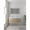 Bruynzeel Bando badmeubelset 120x45cm 2 kraangaten 2 wasbakken 4 lades met spiegel met softclose Composiet natuur eiken SW383280 Bruynzeel Bando badmeubelset 120x45cm 2 kraangaten 2 wasbakken 4 lades met spiegel met softclose Composiet natuur eiken SW383280