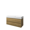 Proline Porselein loft ensemble de lavabo sans trou pour robinet et meuble de sol symétrique 120x62x46xcm idéal chêne/blanc brillant SW349548