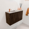 Mondiaz JOYA-DLUX 71.6cm toiletmeubel - ronding rechts kleur Walnut - Wastafel FAYE positie Links 1 kraangat kleur Glace. SW1422407